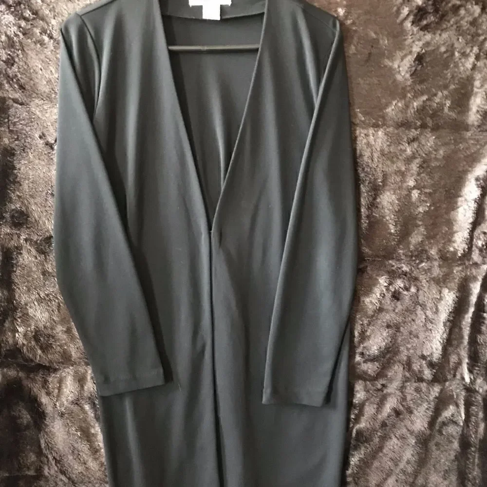 Black Long Dress Jacket with front Closure - M